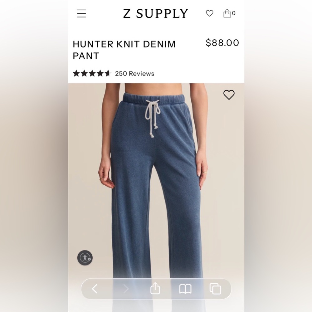 NWT Z Supply Hunter Knit Denim Pant